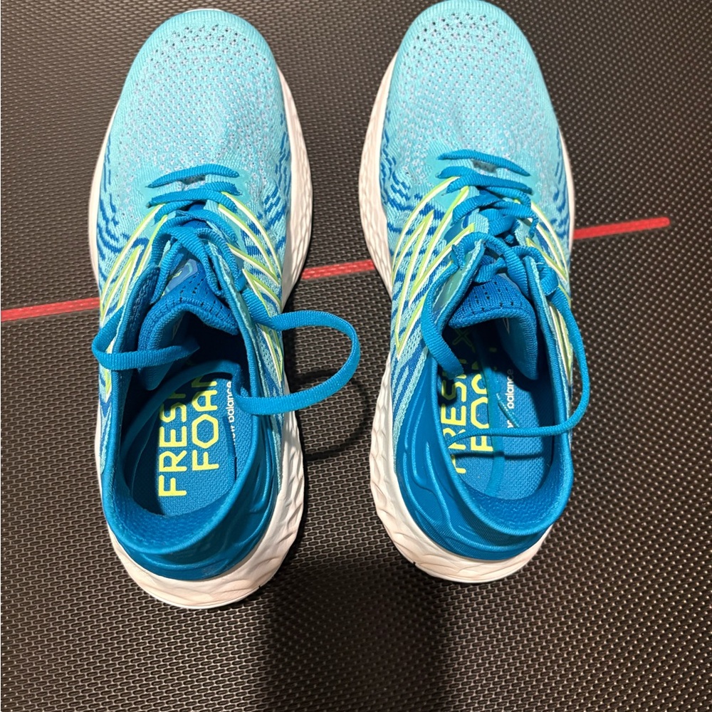 New Balance 1080 Bright Blue Running Sneakers with Neon Green Accents